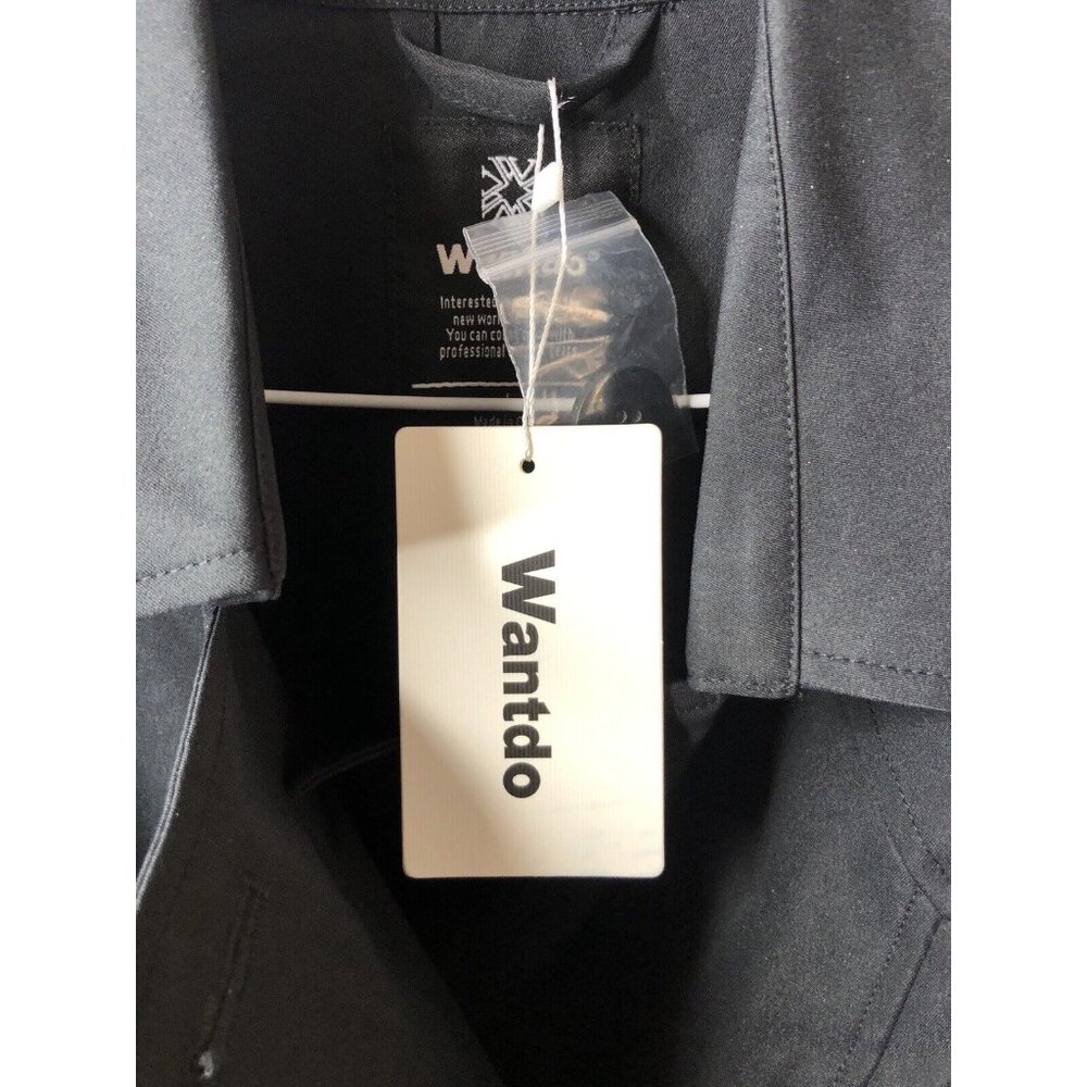 Womens Wantdo Black Lapel Double Breasted Belted Lined Pea Coat Size Large - Picture 6 of 6